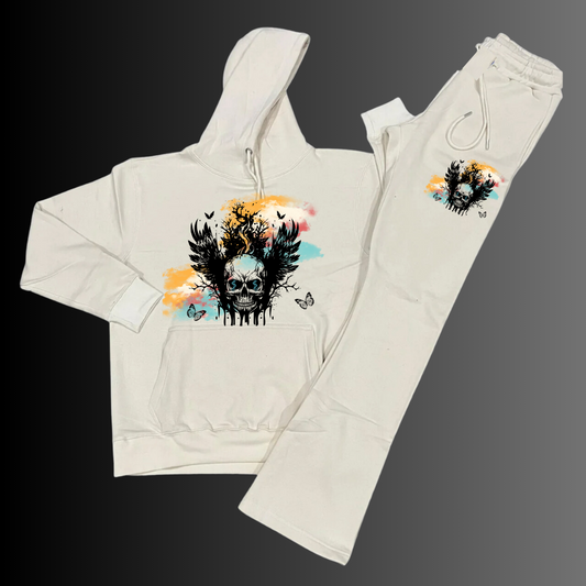 Cream Skull Stacked Sweats
